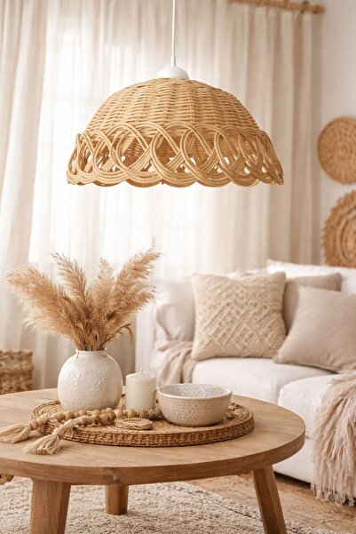 nndsgn Rattan Bambu Avize 30 cm (Beyaz duy )