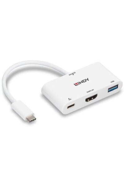LİNDY Adaptor LY-43340, USB-C - HDMI + USB, 0.18m, Alb