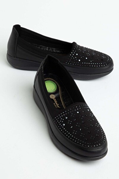 Dilimler Ayakkabı Pantofi de damă ortopedici de mărime mare, negri, cu interi...