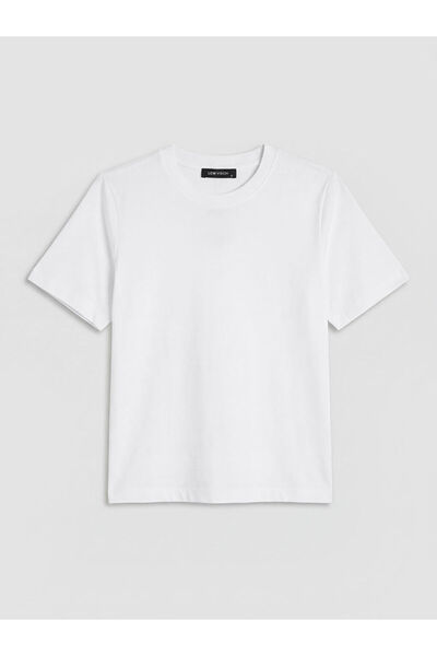 LC Waikiki تي شيرت LCW VisionWhite برقبة دائرية للنساء