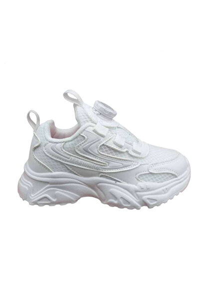 OEM White kids' sports sneakers made of -leather with fabric