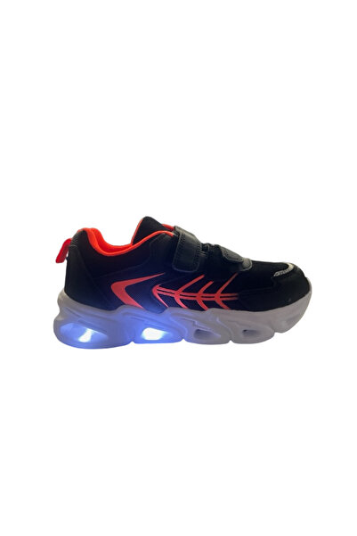 By TGA Kids' sports shoes, textile material, black/orange, LED sole