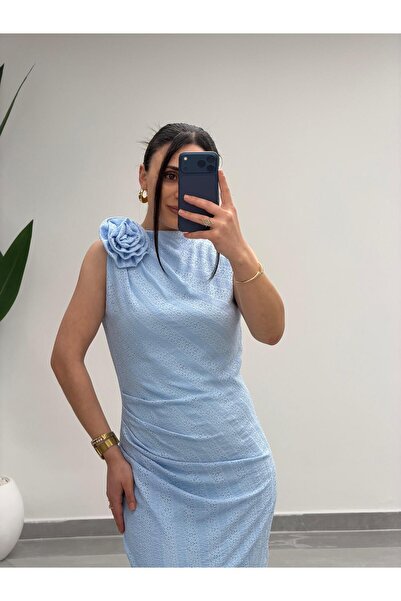 MARGA Zero Sleeve Waist Drawstring Midi Dress