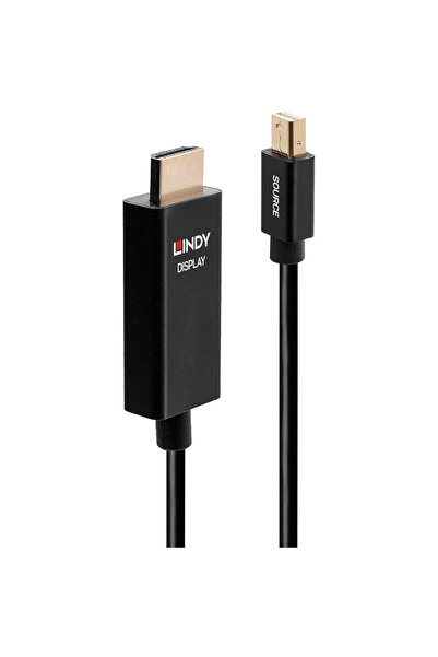 LİNDY Cablu video Mini DisplayPort v1.2 Male - HDMI v2.0 Male, 2m, Negru