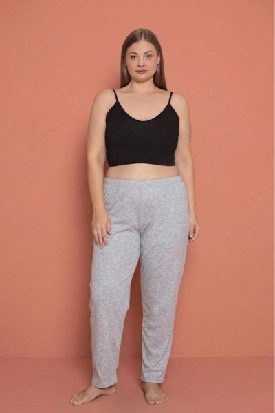 Farya Home Plus Size Cotton 2 Thread High Waist Netting Pajama Bottoms Pants