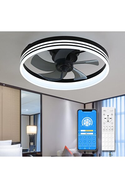 Lifehammer LED lamp with fan, silent for the bedroom, black, 50 cm