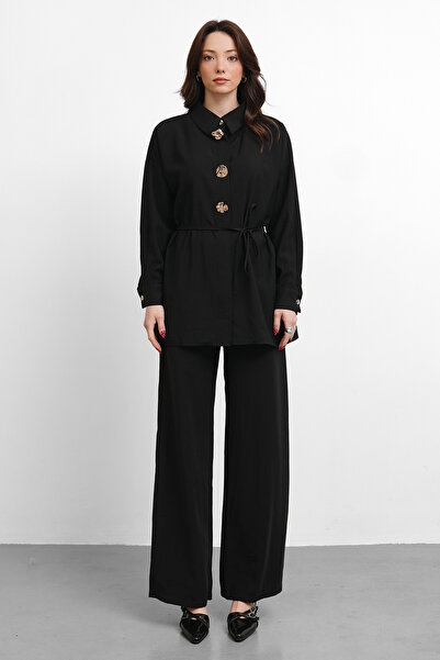 salisburys Γυναικείο χρυσό πουκάμισο Molly Nelly με λεπτομερή σύνθεση παντελο...