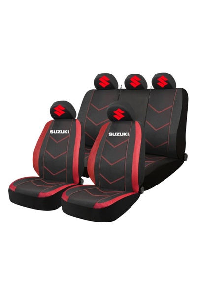Autohelix MSA Set huse scaune universale HLX6 compatibile cu Suzuki – Negru/Roșu