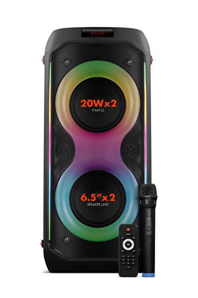 Saule Duo Taşınabilir Mikrofonlu 20x2 W Karaoke Ses Kayıt Bluetooth Hoparlör ...
