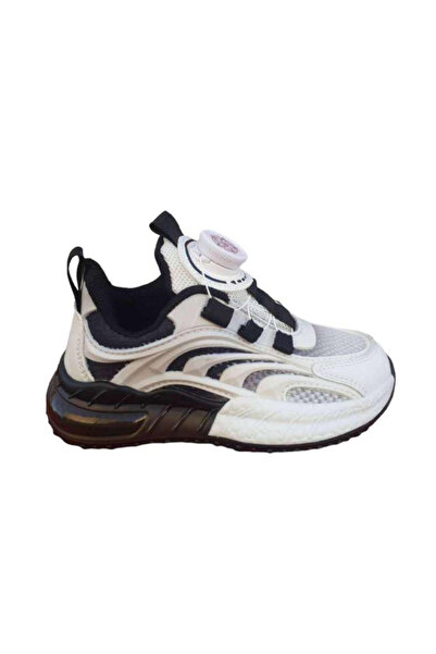 OEM Λευκά και μαύρα παιδικά αθλητικά παπούτσια από συνθετικό δέρμα με ύφασμα