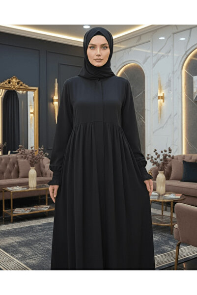 HARİKA WEAR DUBAİ İPEĞİNDEN LASTİKLİ KOLLU FERACE