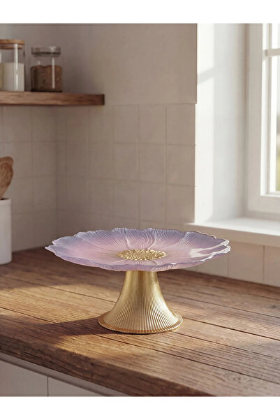 LC Waikiki LCW HOME Karışık Çiçek Formlu Cam Ayaklı Kek Standı 21 Cm