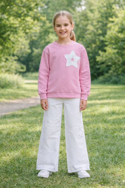 PEMBE LİFE CMK 45603-26 Set pentru fete, hanorac cu detaliu cu aplicație stea...