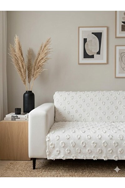 d'niss home touch of nature in your home Κάλυμμα καναπέ Pompon Ecru 175 X 230