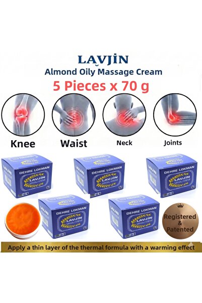 Dehre Lokman Lavjin Massage Cream 70 Gr X 5 Pcs. for Knees, Waist, Neck Muscl...