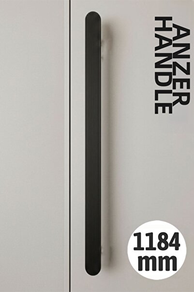 Badem10 Anzer Striped Matte Black Drawer Handle 1184 mm Modern Long Cabinet H...