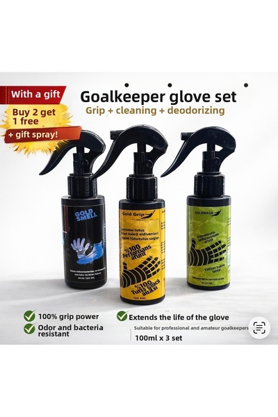 Goalkeeperstore Goalkeeper Gloves, Grip, Washing, Odor Spray, 3-Pack