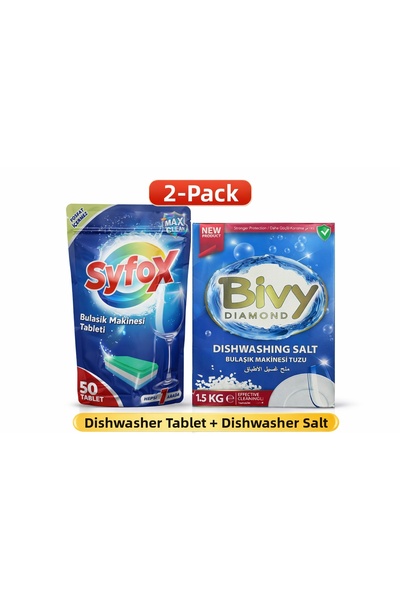 SYFOX Bivy Diamond Dishwasher Salt + Dishwasher Tablets – All in One Pack