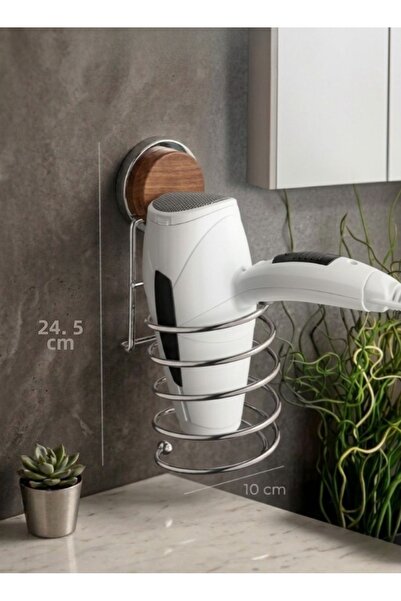 Okyanus Home Κρεμάστρα στεγνωτήρα μαλλιών Magic Fix Magic Sticky Chrome με ξύ...