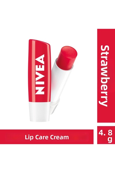 NIVEA Strawberry Colored Lip Care Cream and Gloss 4.8Gr, Moisturizing, Light ...