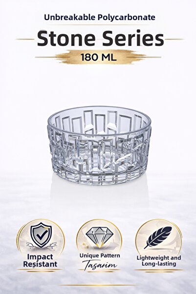 İstanbul Horeca Unbreakable Polycarbonate Stone Series Snack Bowl 180 ml Glas...