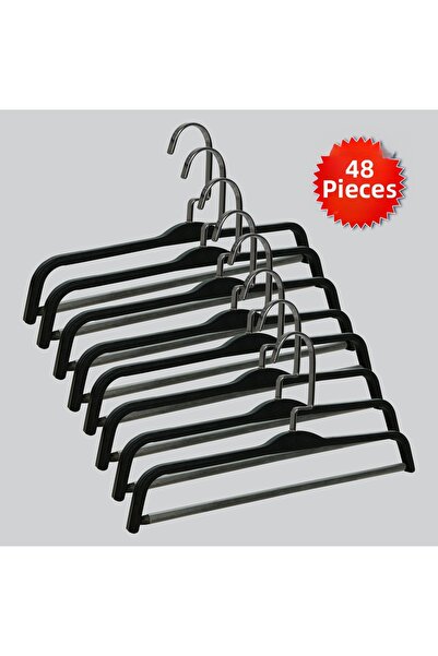 NYN شماعات بناطيل خشبية من BARLI بخطاف من النيكل الأسود، 48 قطعة