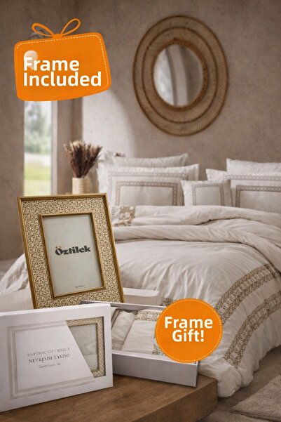 Özdilek Double Size 100% Cotton Ranforce Duvet Cover Set with Frame Gift