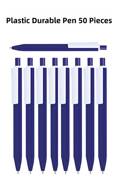 KALE PROMOSYON Plastic Ballpoint Pen 50Pcs Press-Type Ballpoint Pen School Bu...