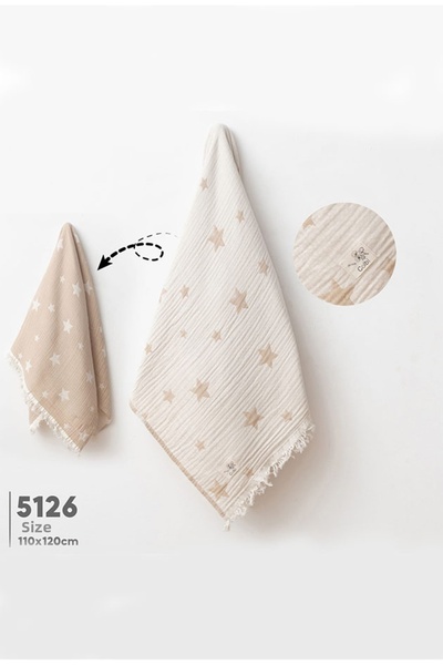 sunbabyhome 100% Cotton 110X120 cm Muslin Double-Sided 4-Layer Starry Baby Bl...