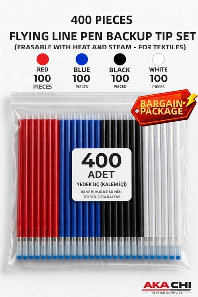 AKA CHI Flying Line Pen Refill Tip Set 400 Pieces Heat and Steam Erasable Tex...