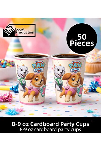 Sepet Doldur أكواب كرتونية للحفلات بسعة 8-9 أونصة بتصميم باو باترول سكاي وإيف...