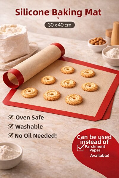 DİVAYS 30x40 Ovenable Washable Self-Oiling Silicone Baking and Dough Rolling ...