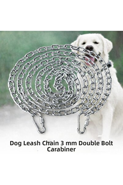 Vi Caro 20 Meters Dog Tie-Out Chain 3 mm Walking Chain + 2 Screwed Carabiners...
