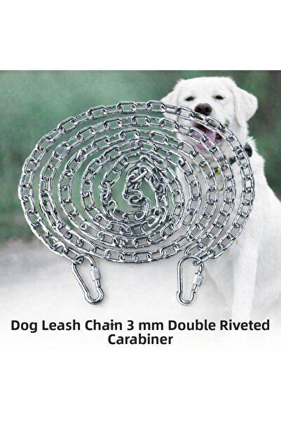 Vi Caro 8 Meters Dog Tie-Out Chain 3 mm Walking Chain + 2 Screwed Carabiners ...