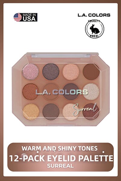 L.A Colors 12 Color Eyeshadow Palette - Warm and Shimmering 12-Piece Makeup P...