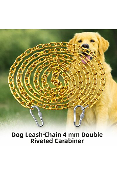 Vi Caro 1.20 Meters Yellow Dog Tether Chain 4 mm Walking Chain with 2 Screw C...