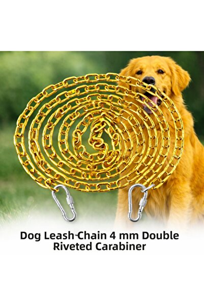 Vi Caro 19 Meters Yellow Dog Tie-Out Chain 4 mm Travel Chain 2 Screw Carabine...