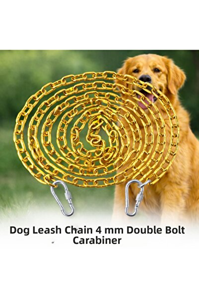 Vi Caro 2 Meters Sari Dog Tie Chain 4 mm Leash with 2 Screw Carabiners Steel ...