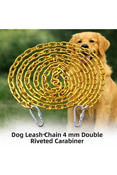 Vi Caro 8 Meters Sari Dog Tie Chain 4 mm Leash with 2 Screw Carabiners Steel ...