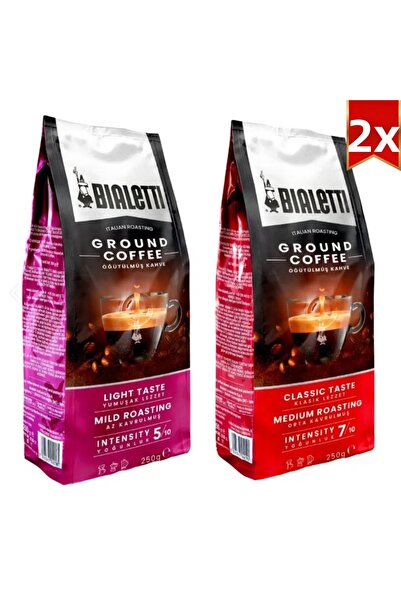 Bialetti 2 قطعة ديليكاتو وكلاسيكو 250 جرام قهوة مطحونة