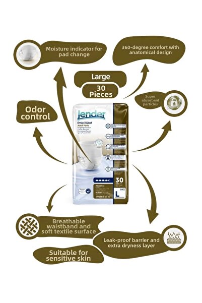 JENDER سراويل داخلية ماصة، حفاضات للمريض فائقة الامتصاص، 30 قطعة