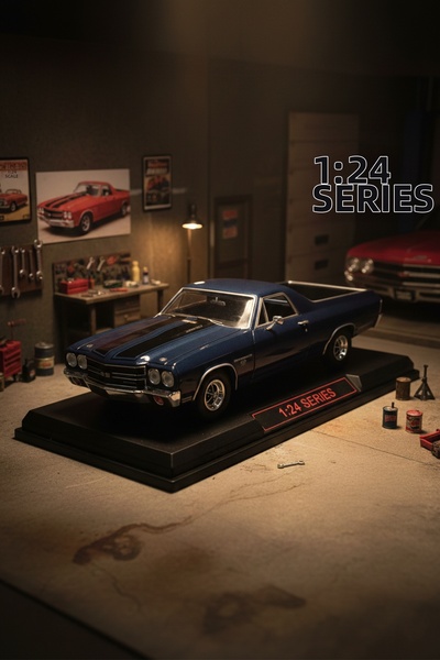ROZİTOYS 1:24 سيارة شيفروليه إل كامينو إس إس 396 موديل 1970 باللون الأزرق