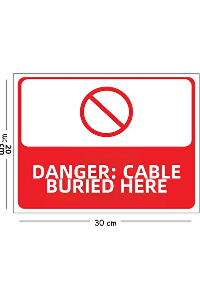 Mayeka Metal Danger Here Cable Buried 20X30 cm A4 Warning Work Safety Sign