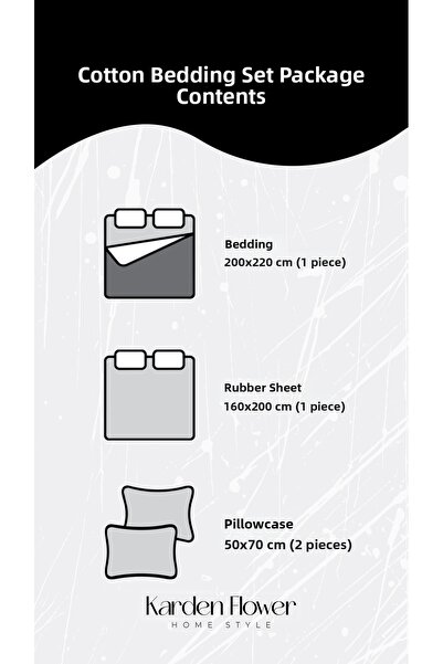 Karden Flower Pure Silk Black Cotton Satin Sheet Elastic Double Duvet Cover Set