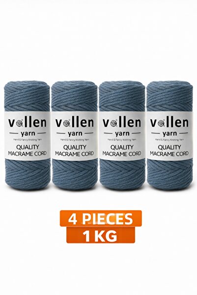vollen yarn Taranan Macrame Cord 3mm Cotton Macrame Cord 4-Piece 1 kg Set Tar...