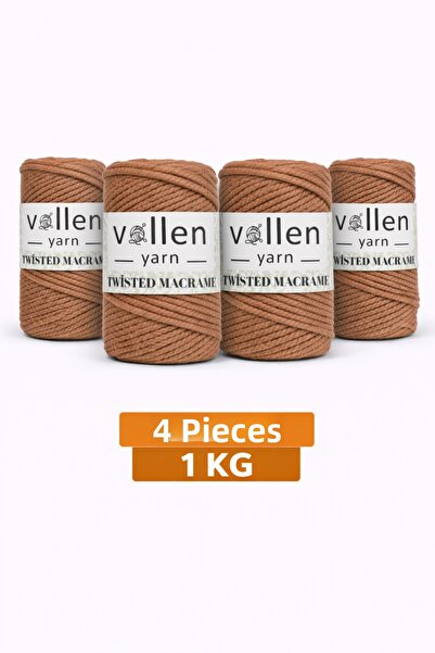 vollen yarn 1kg, Pack of 4, Premium 3-Ply Cotton Macrame Rope, Braided Rope, ...