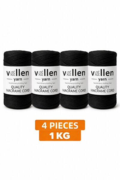 vollen yarn Taranan Macrame Cord 3mm Cotton Macrame Cord 4-Piece 1 kg Set Tar...
