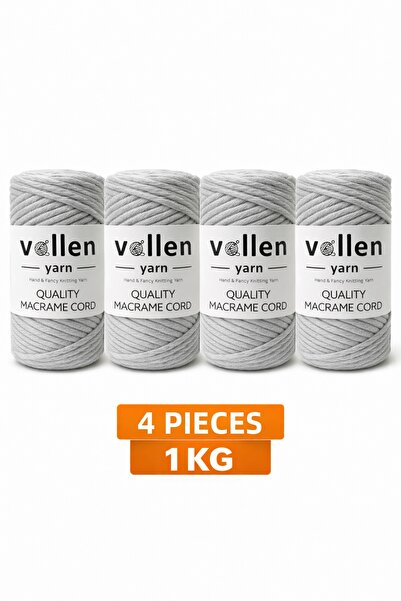 vollen yarn Taranan Macrame Cord 3mm Cotton Macrame Cord 4-Piece 1 kg Set Tar...