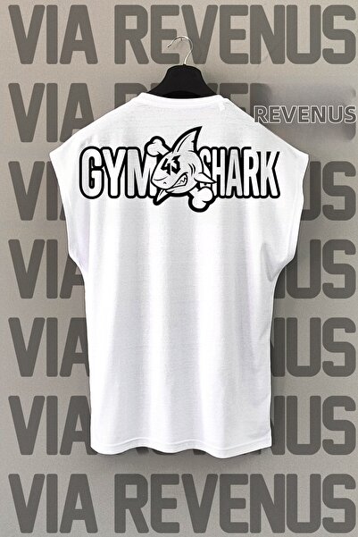 Vordevia Shark 43 Back Printed Zero Sleeve Crew Neck Sports Tshirt