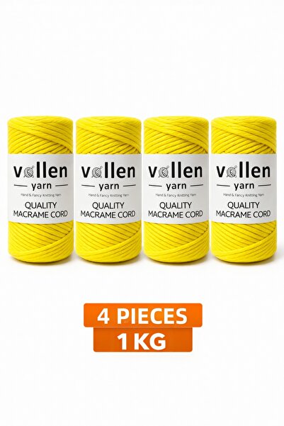 vollen yarn Sfoară de macrame Taranan, 3mm, din bumbac, set de 4 bucăți, 1 KG...